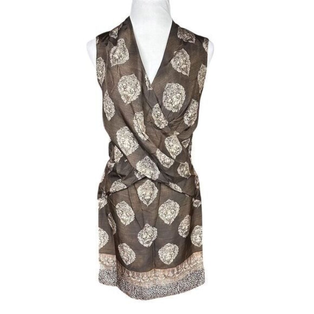 Pauw Amsterdam Women's Silk Faux Wrap Dress S Multicolor Knee Length Formal
